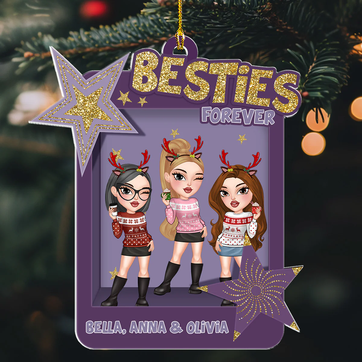Bestie Energy Only - Personalized Custom Acrylic Ornament