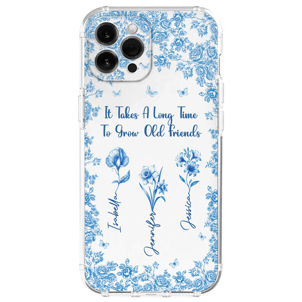 Bestie Flowers Toile De Jouy Style - Personalized Custom Phone Case