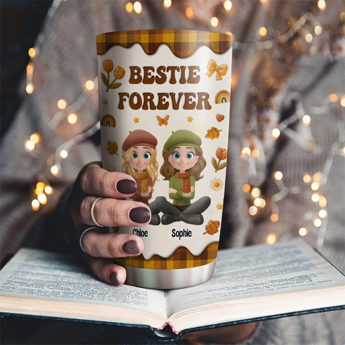Bestie Forever Autumn - Personalized Custom Tumbler - Image 2