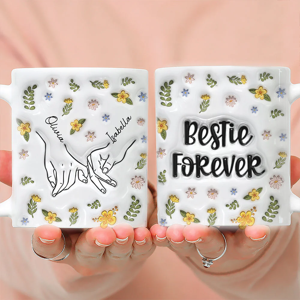 Bestie Forever Floral - Personalized Custom 3D Inflated Effect Mug - Image 3