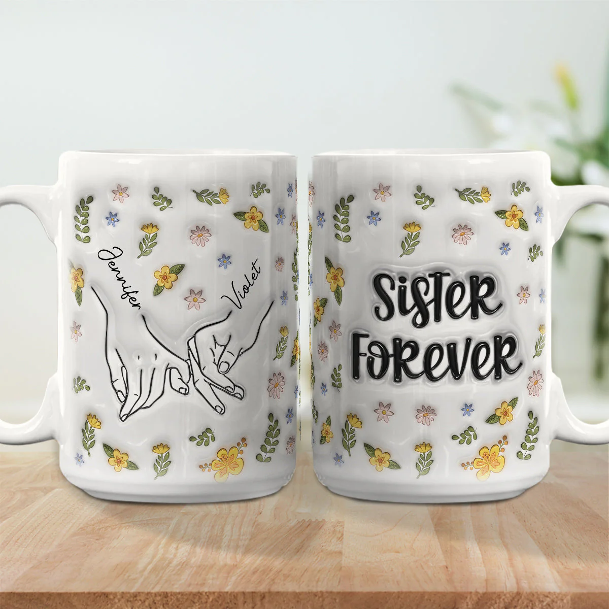 Bestie Forever Floral - Personalized Custom 3D Inflated Effect Mug - Image 4