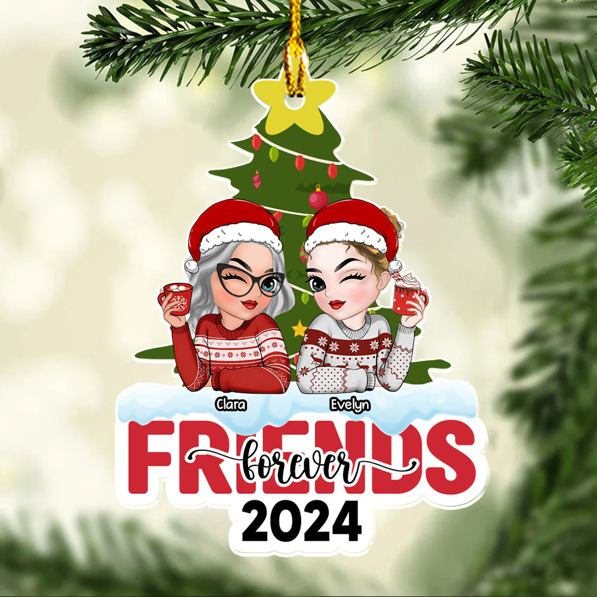 Bestie Forever - Personalized Custom Acrylic Ornament - Image 2