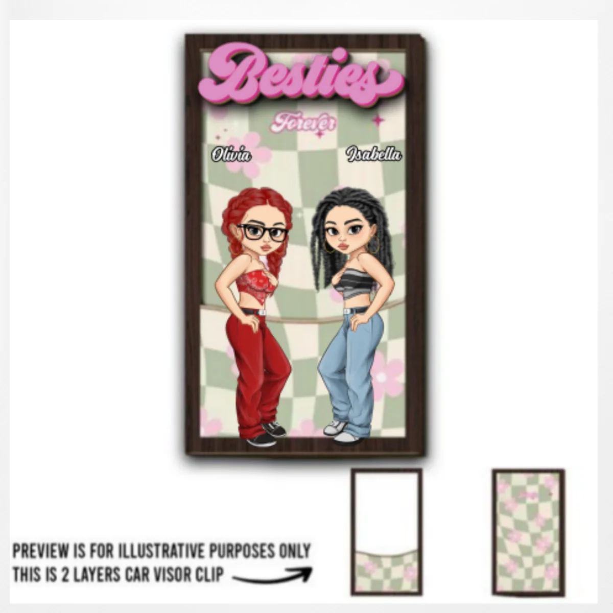 Bestie Forever - Personalized Custom Car Visor Clip - Image 5