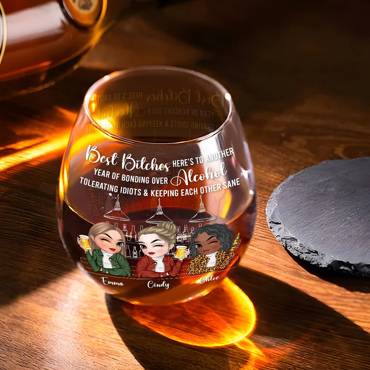 Bestie Friends Together - Personalized Custom Wine Glass - Image 2