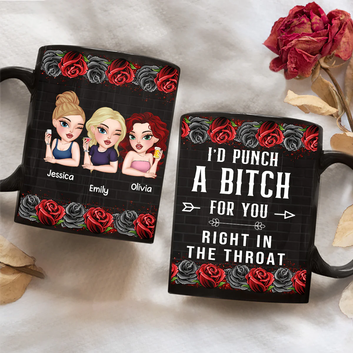 Bestie I Punch A Bitch For You - Personalized Custom Coffee Mug - Image 2