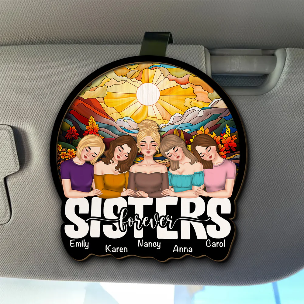 Bestie Lean On Shoulder - Personalized Custom Car Visor Clip - Image 4