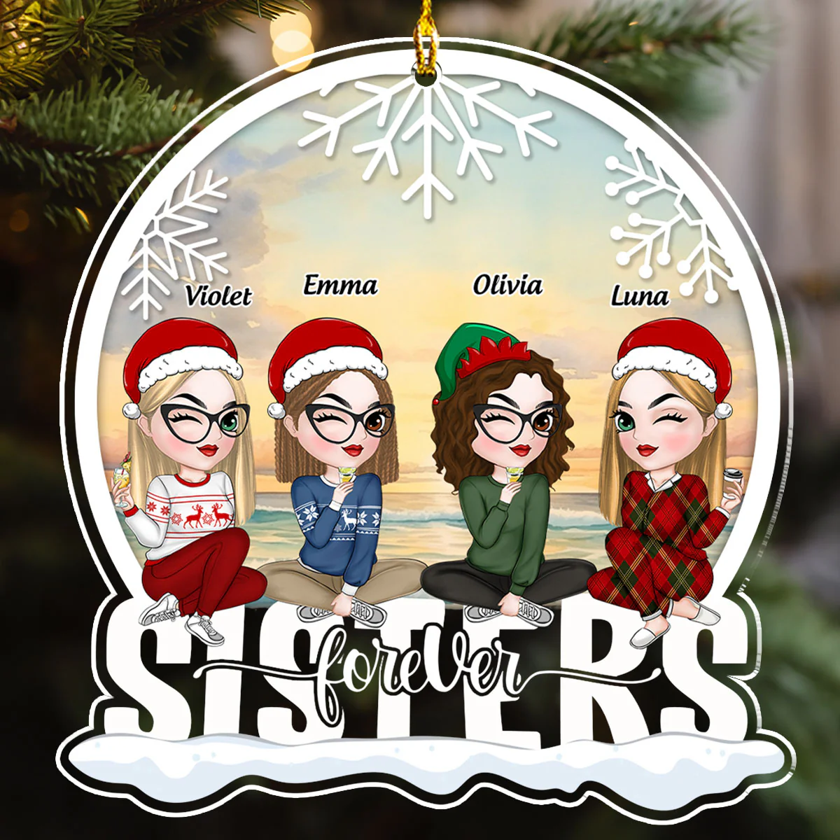 Bestie Love Is Forever - Personalized Custom Acrylic Ornament - Image 3
