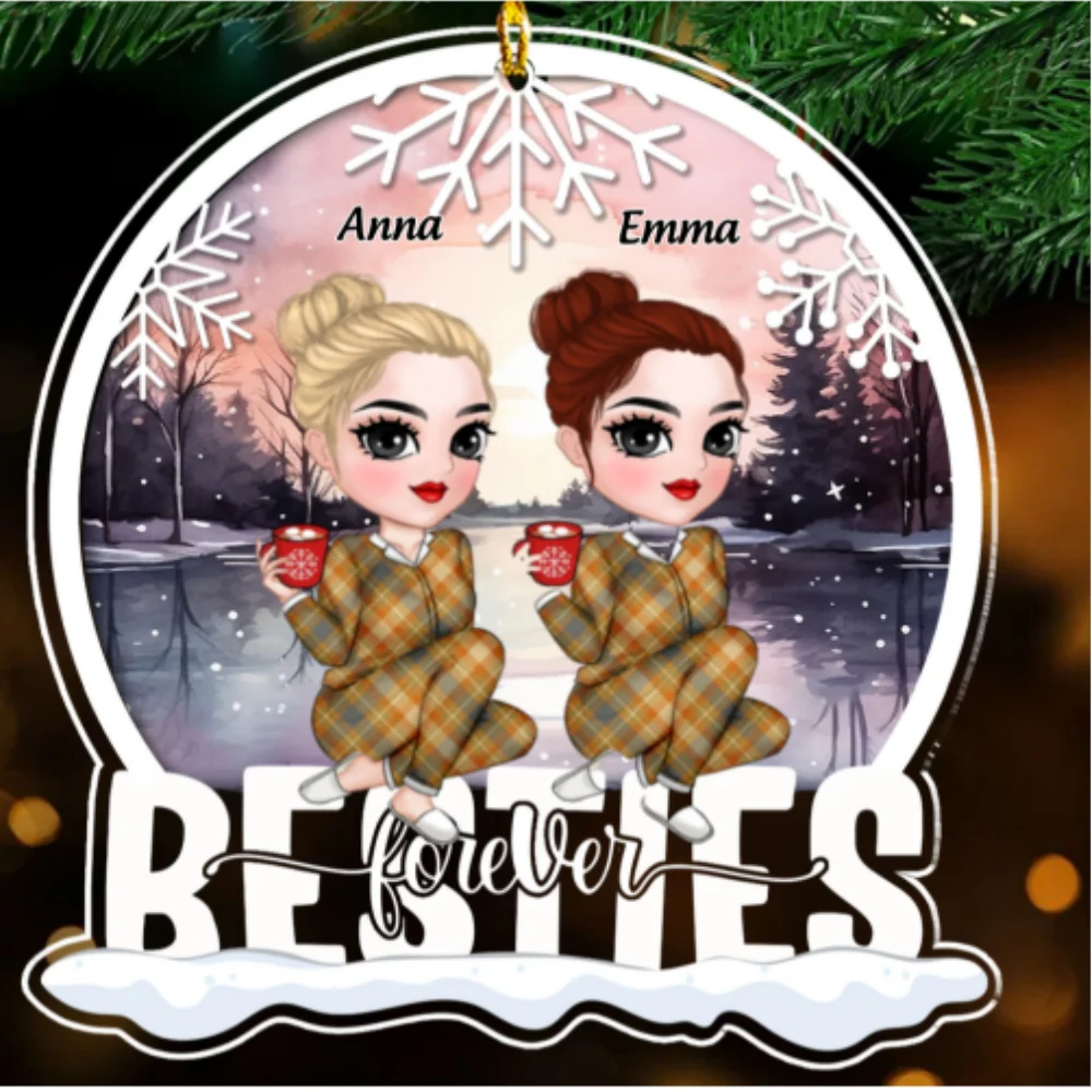 Bestie Love Is Forever - Personalized Custom Acrylic Ornament - Image 5