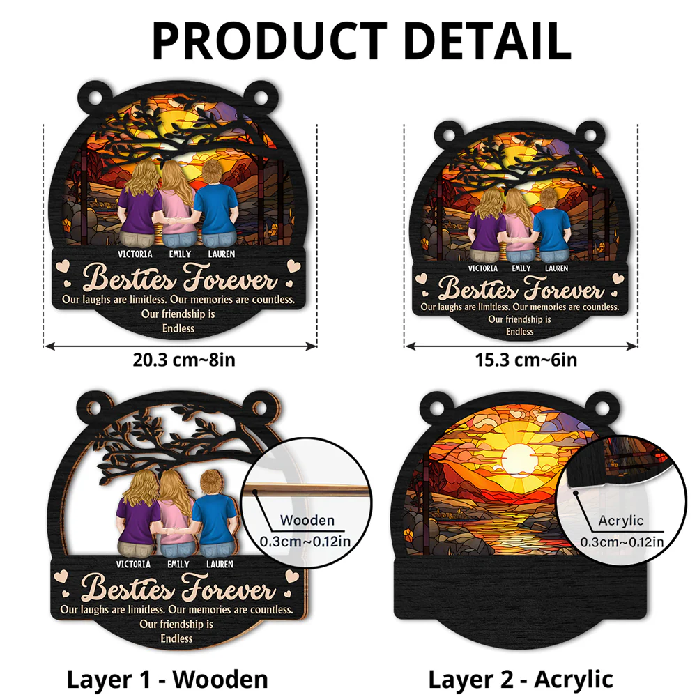 Bestie Love Never Ends - Personalized Custom Suncatcher - Image 5