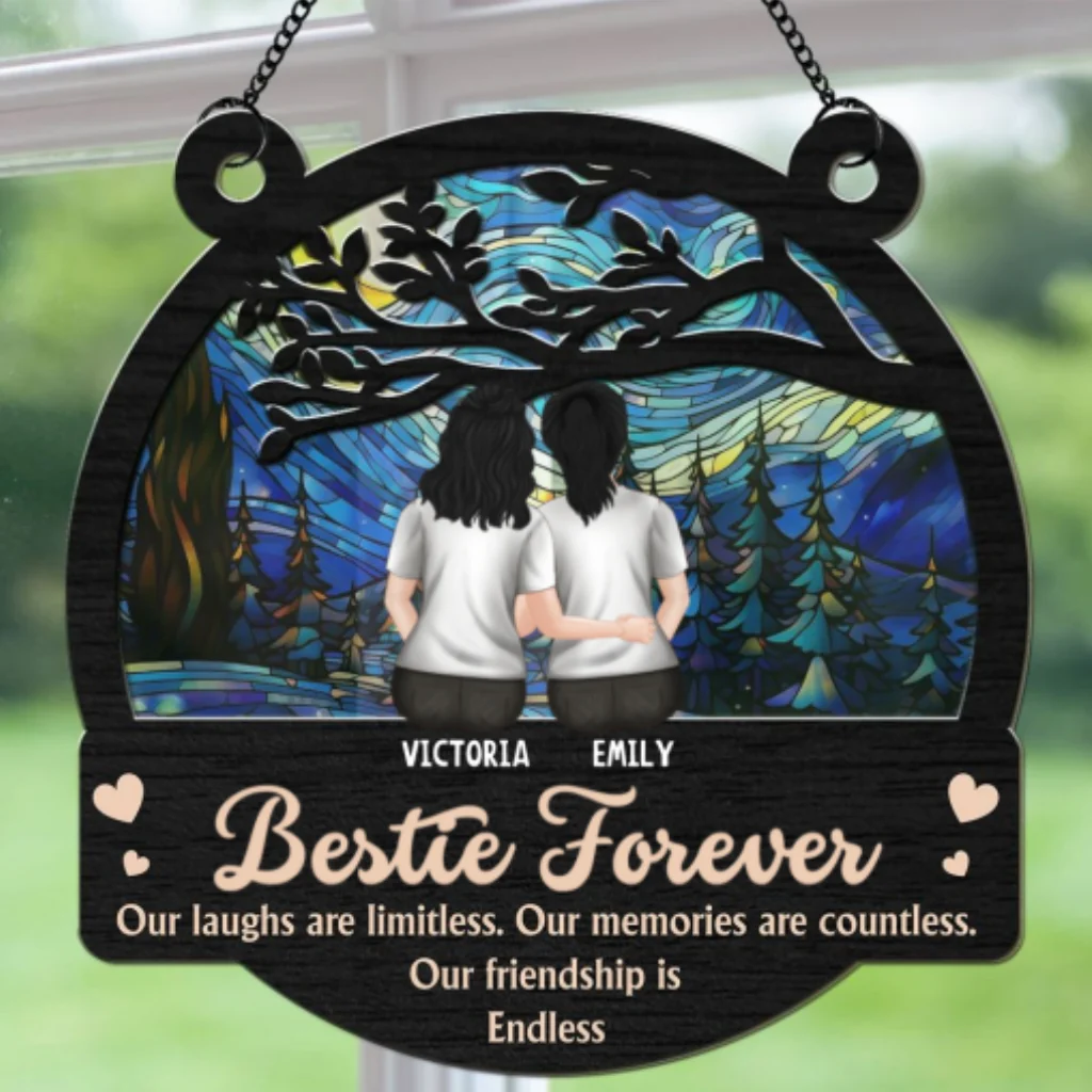 Bestie Love Never Ends - Personalized Custom Suncatcher - Image 6