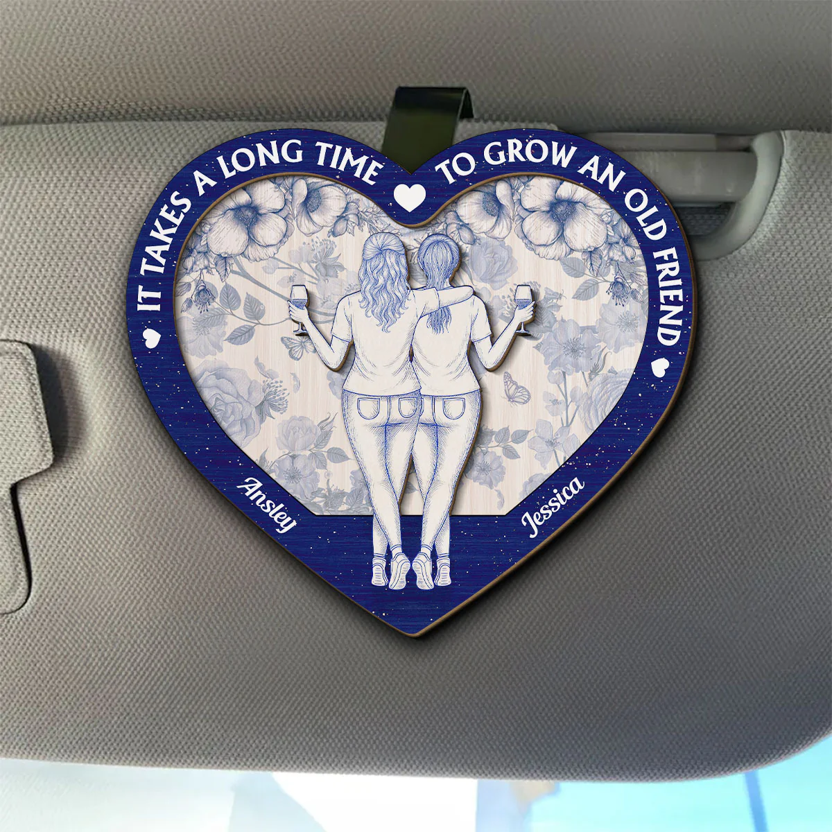 Bestie Old Friends Take Time To Grow - Personalized Custom Car Visor Clip
