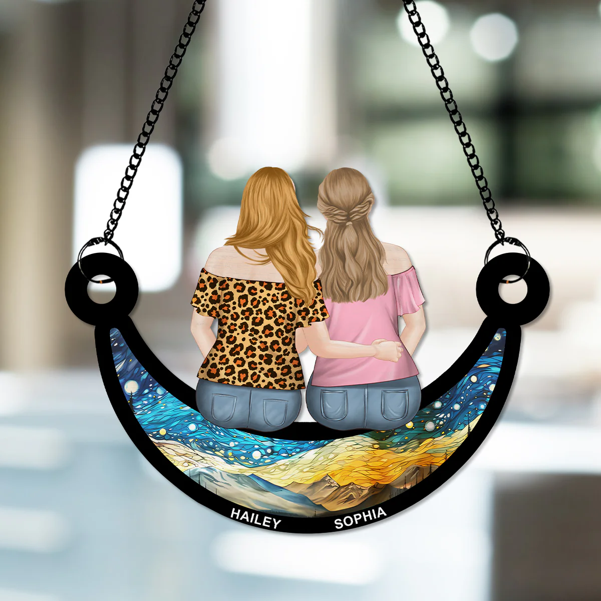 Bestie On The Moon - Personalized Custom Suncatcher - Image 2