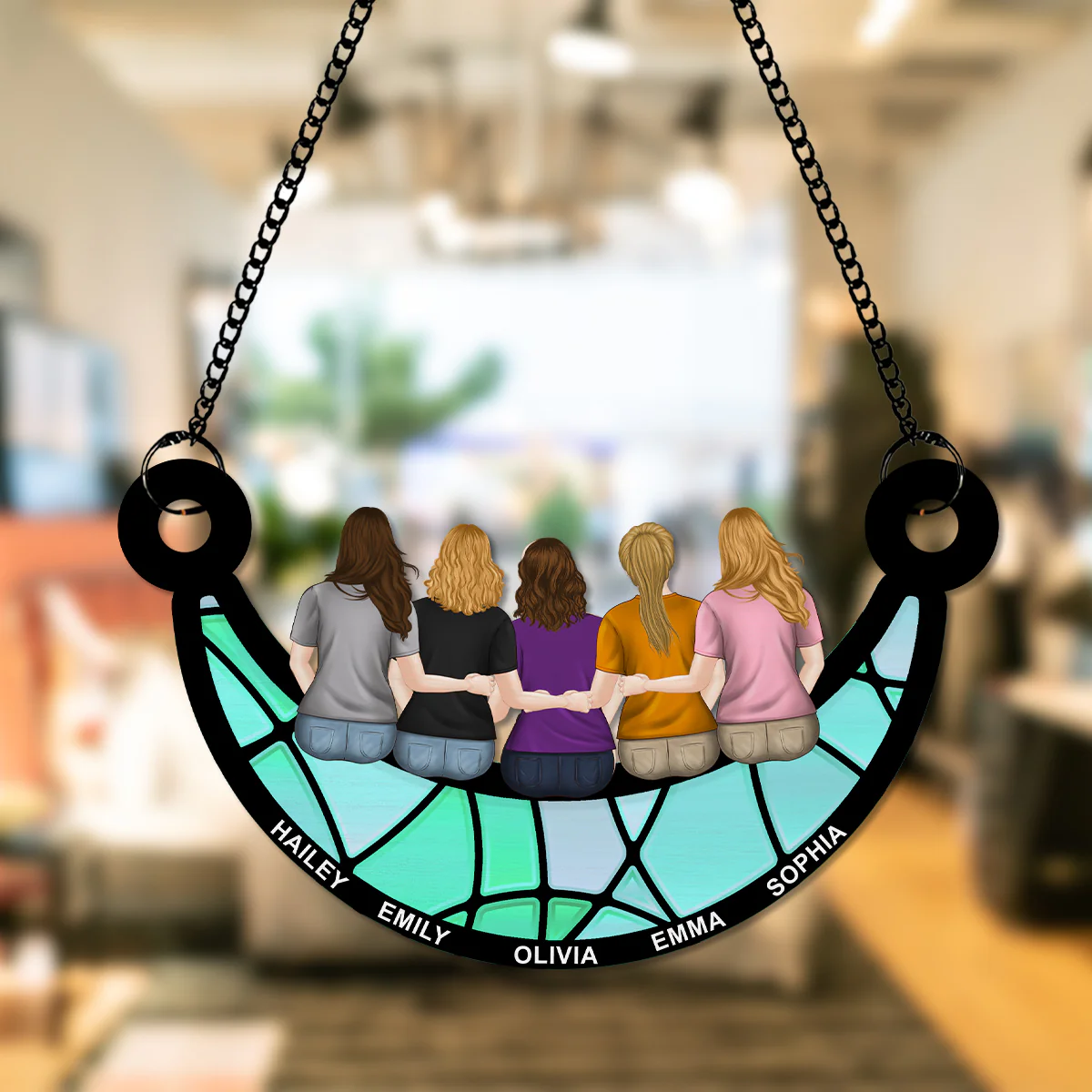 Bestie On The Moon - Personalized Custom Suncatcher - Image 4
