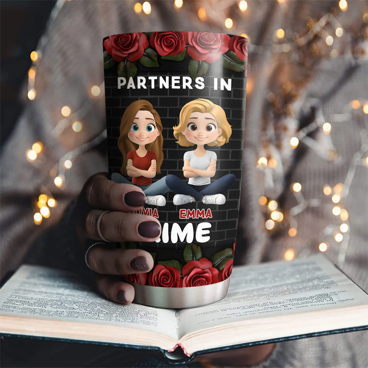 Bestie Partners In Crime If We Get Caught Cartoonize - Personalized Custom Tumbler - Image 2
