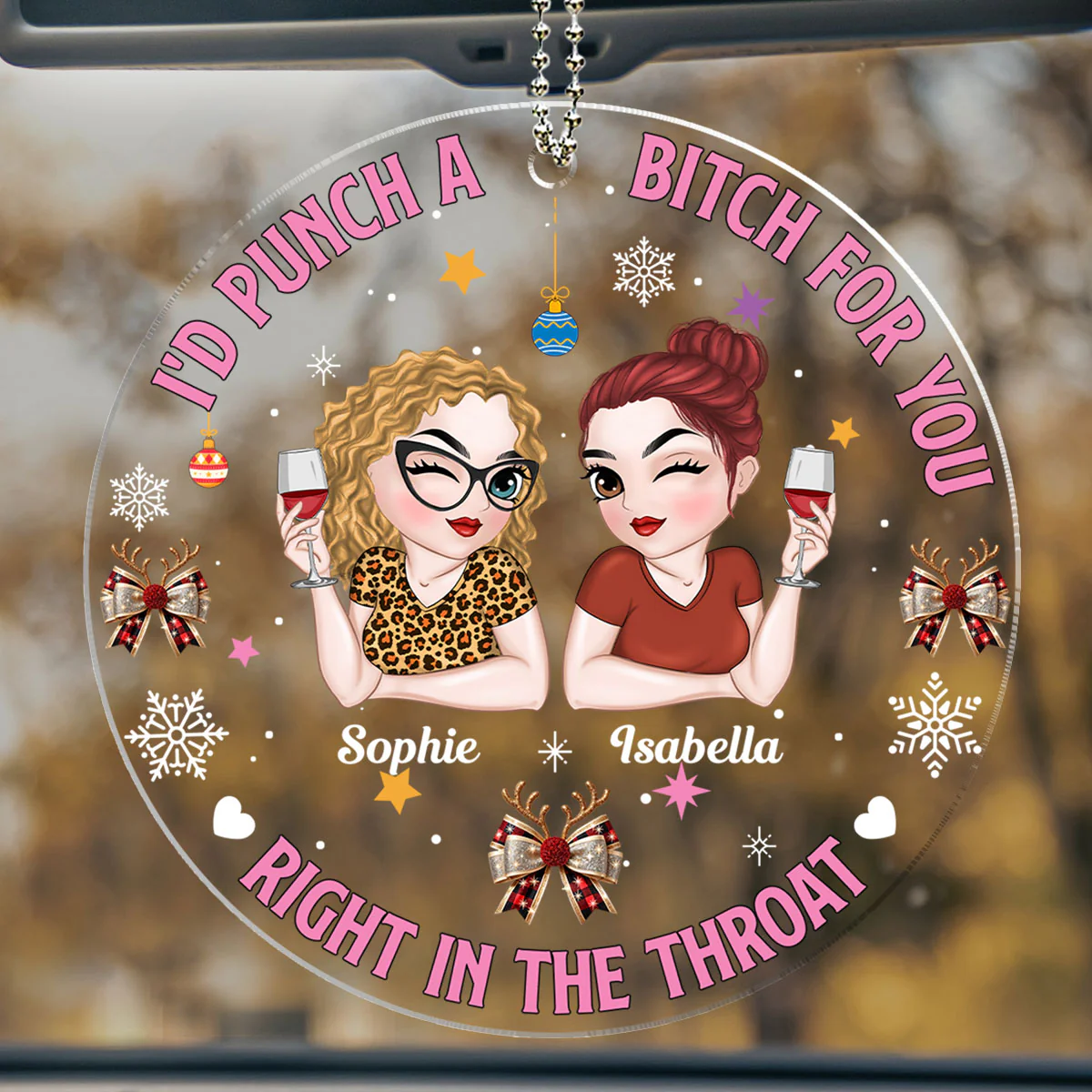 Bestie Right In The Throat - Personalized Custom Car Ornament - Image 2