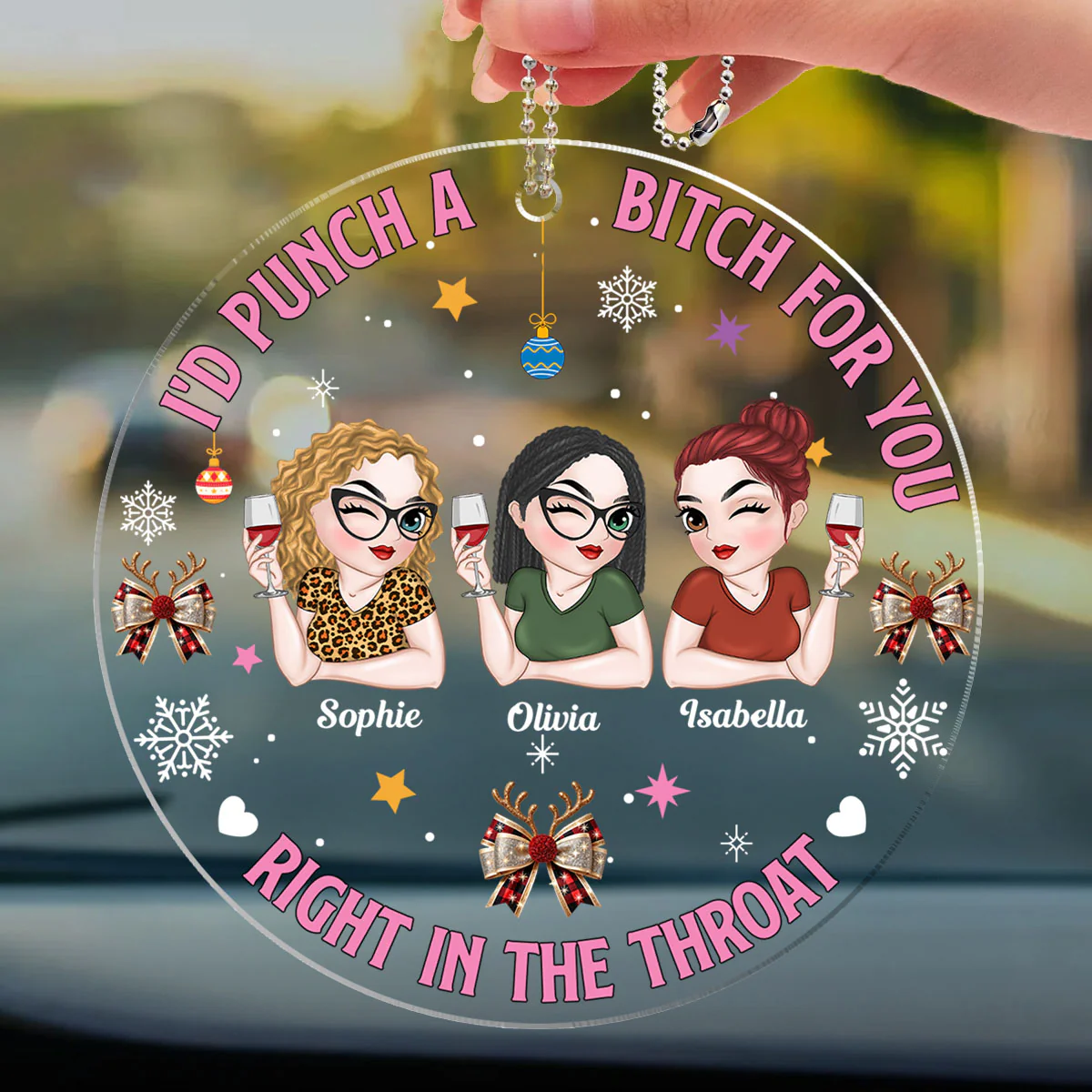 Bestie Right In The Throat - Personalized Custom Car Ornament - Image 4