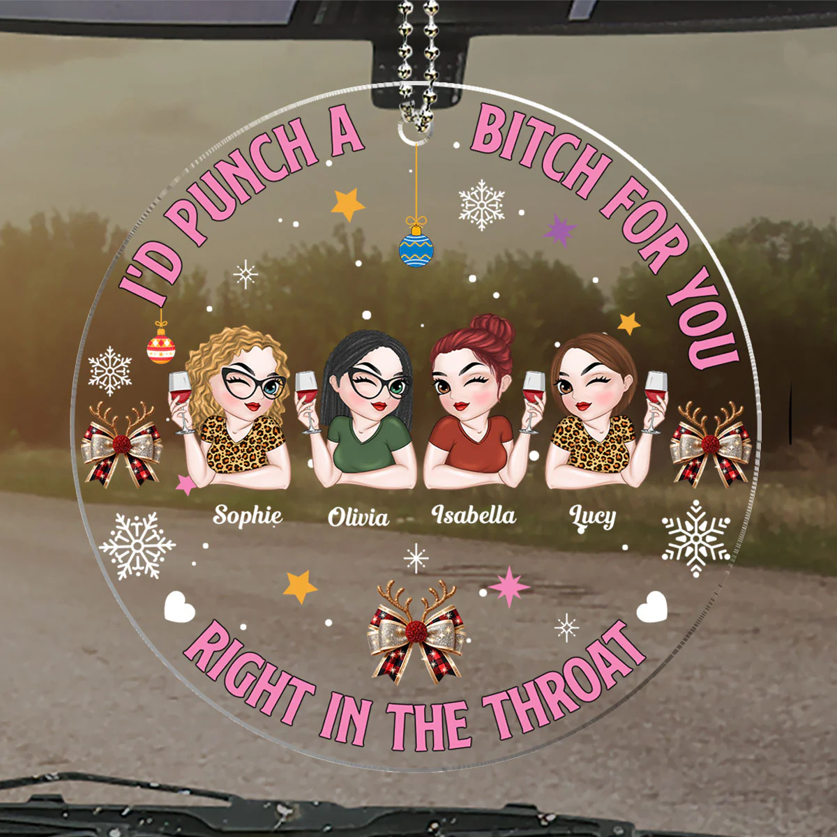 Bestie Right In The Throat - Personalized Custom Car Ornament - Image 5