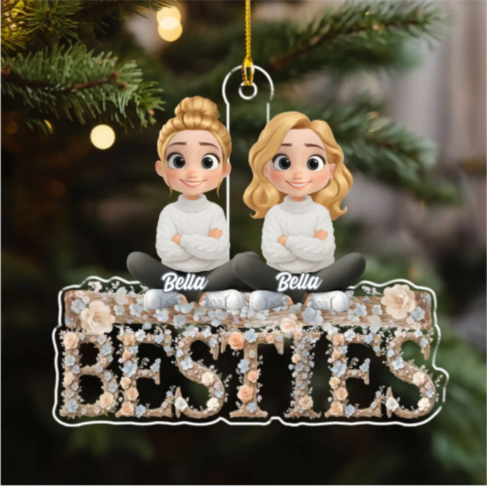 Bestie Sister Flower - Personalized Custom Acrylic Ornament - Image 6