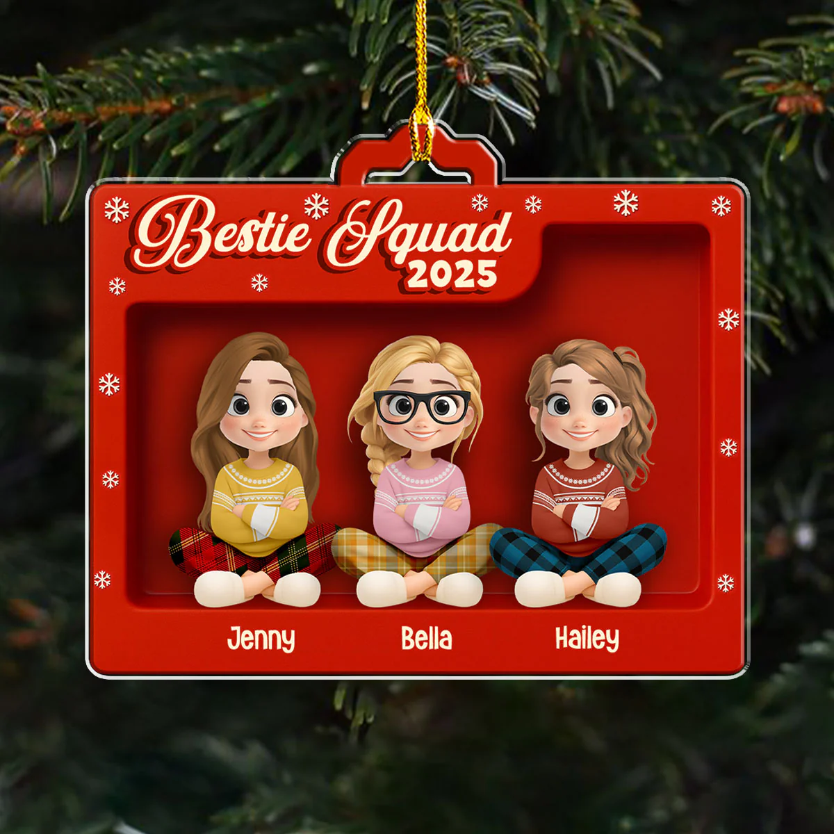 Bestie Squad 2025 - Personalized Custom Acrylic Ornament - Image 3