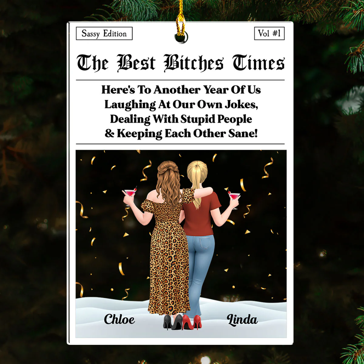 Bestie Times Newspaper - Personalized Custom Acrylic Ornament