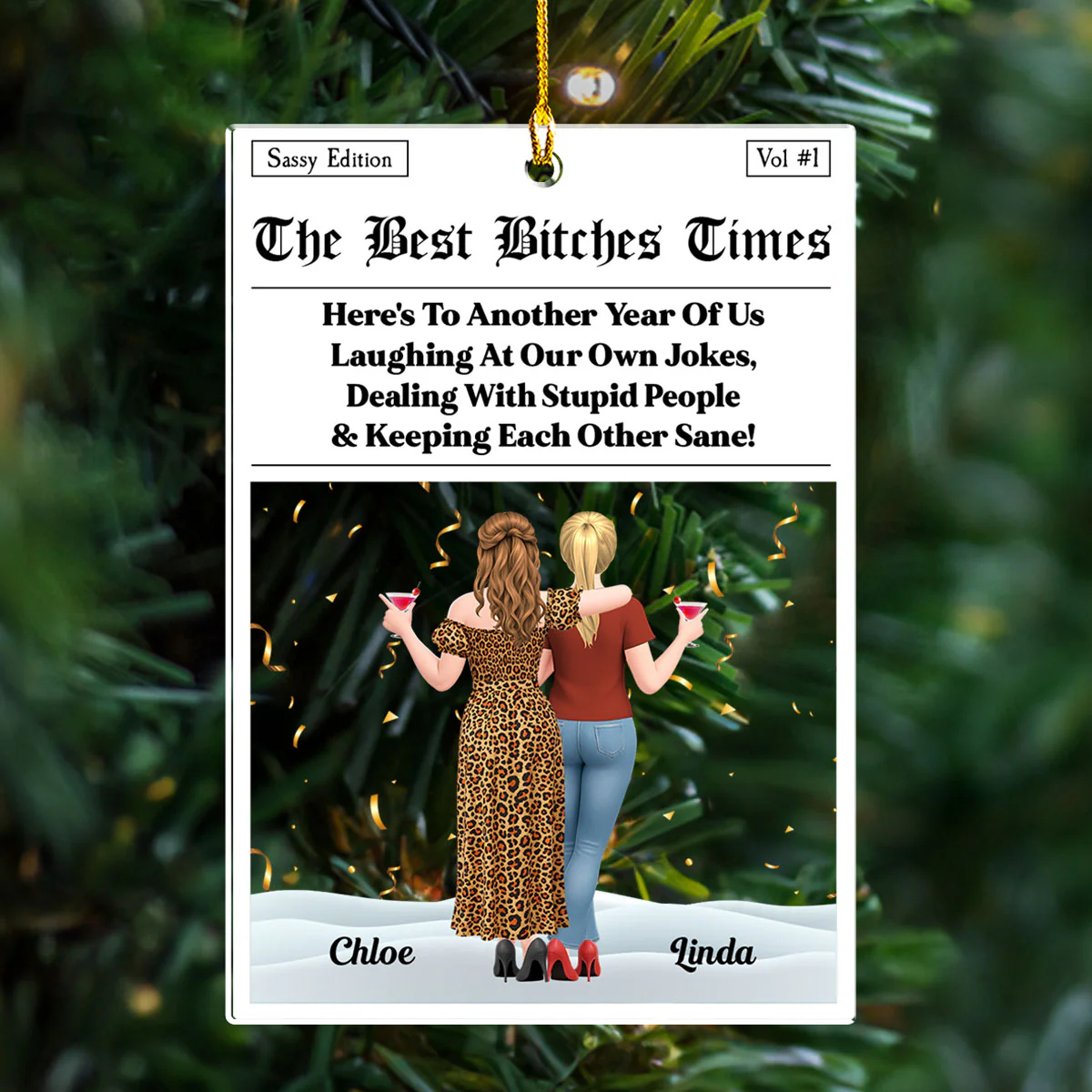 Bestie Times Newspaper - Personalized Custom Acrylic Ornament - Image 2