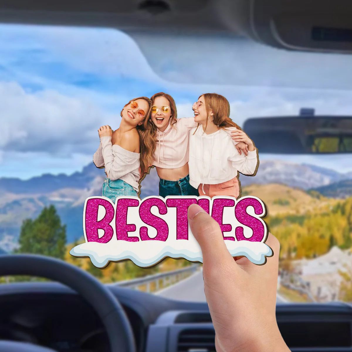 Bestie Together - Personalized Custom Car Visor Clip - Image 3