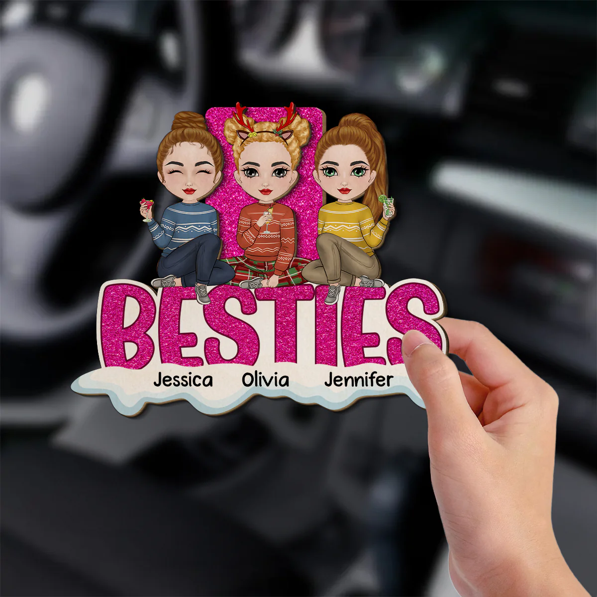 Bestie Together Version 2 - Personalized Custom Car Visor Clip - Image 3