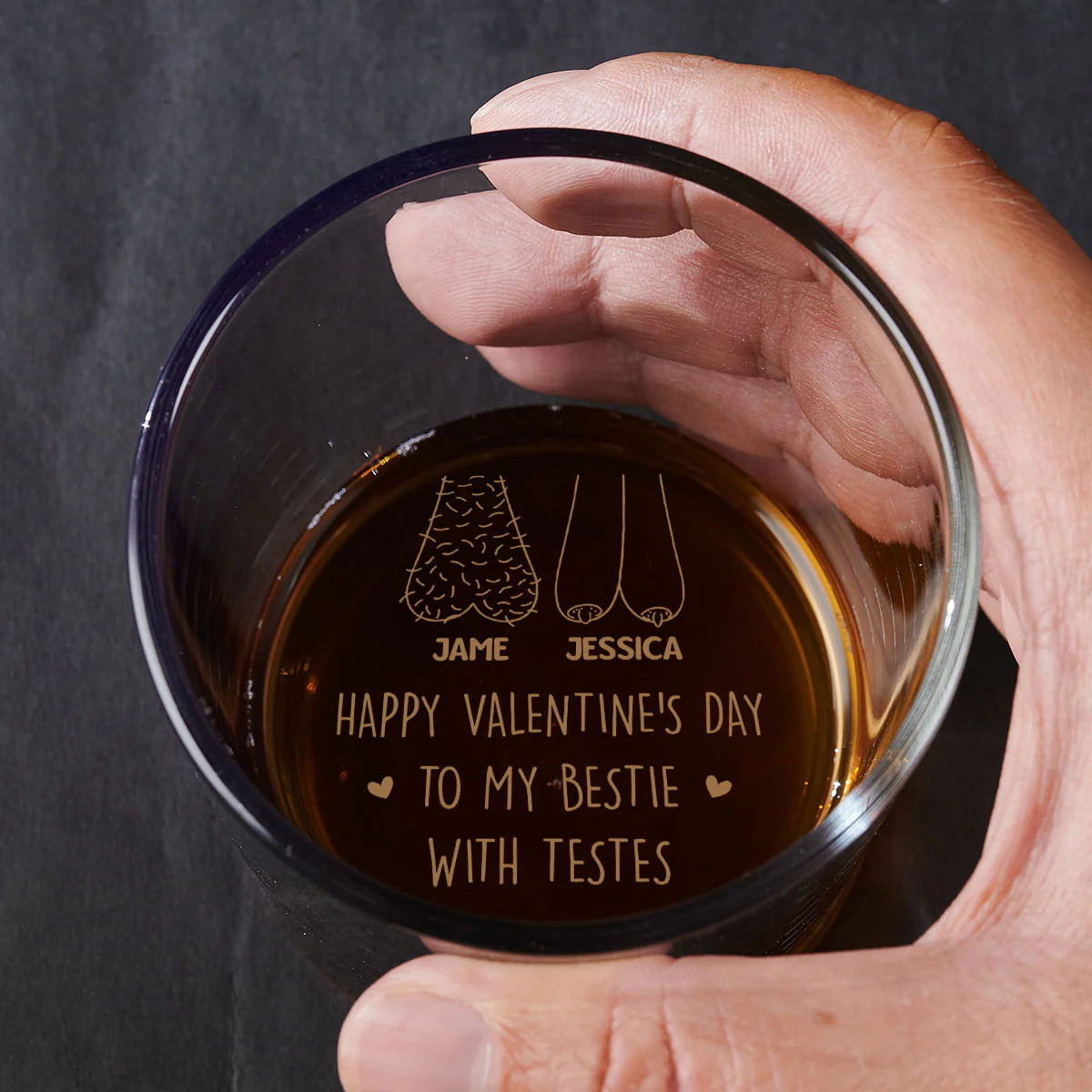 Bestie With Testes- Personalized Custom Engraved Whiskey Glass