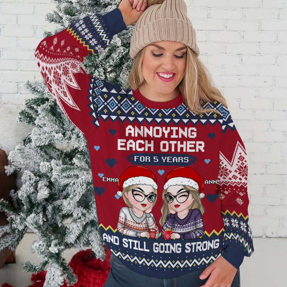 Besties Annoying Each Other - Personalized Custom All-Over-Print Sweatshirt - Image 5