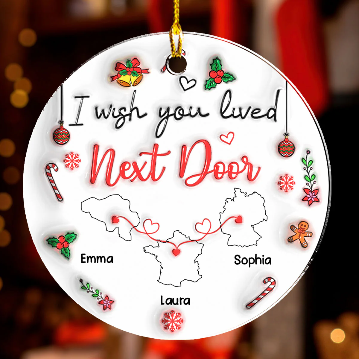 Besties Are Always Close At Heart Country Version - Personalized Custom 3D Inflated Effect Acrylic Ornament - Image 2