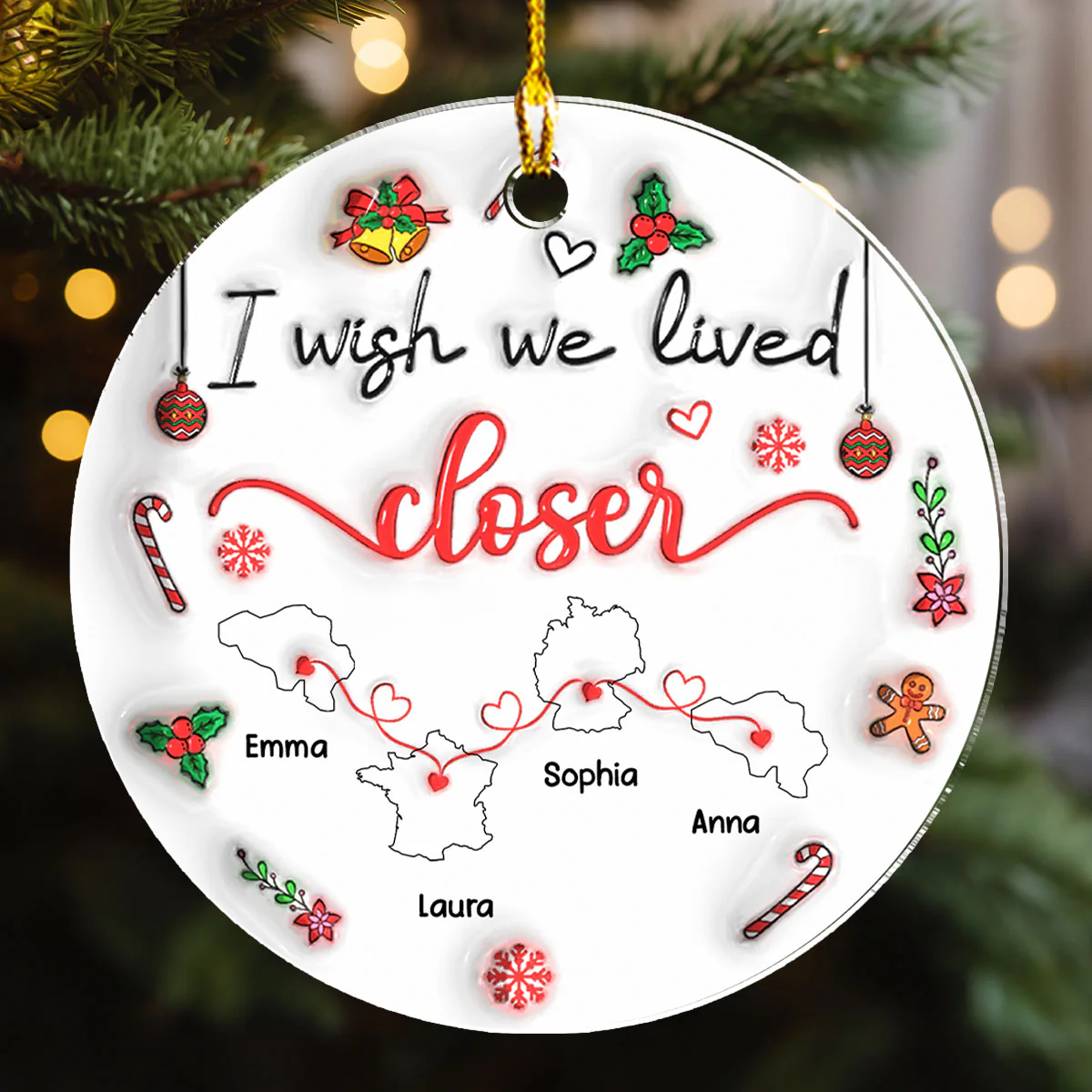 Besties Are Always Close At Heart Country Version - Personalized Custom 3D Inflated Effect Acrylic Ornament - Image 3