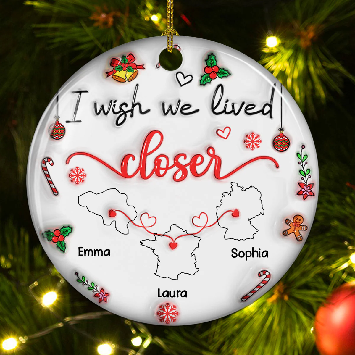 Besties Are Always Close At Heart Country Version - Personalized Custom 3D Inflated Effect Ceramic Ornament - Image 3