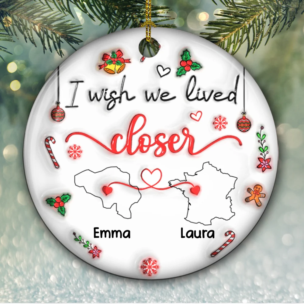 Besties Are Always Close At Heart Country Version - Personalized Custom 3D Inflated Effect Ceramic Ornament - Image 5