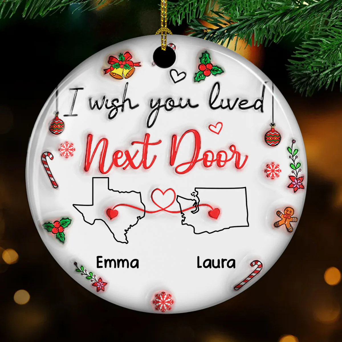 Besties Are Always Close At Heart More Friends Version - Personalized Custom 3D Inflated Effect Ceramic Ornament - Image 2