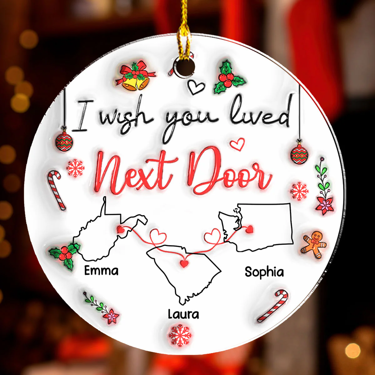 Besties Are Always Close At Heart - Personalized Custom 3D Inflated Effect Acrylic Ornament - Image 2