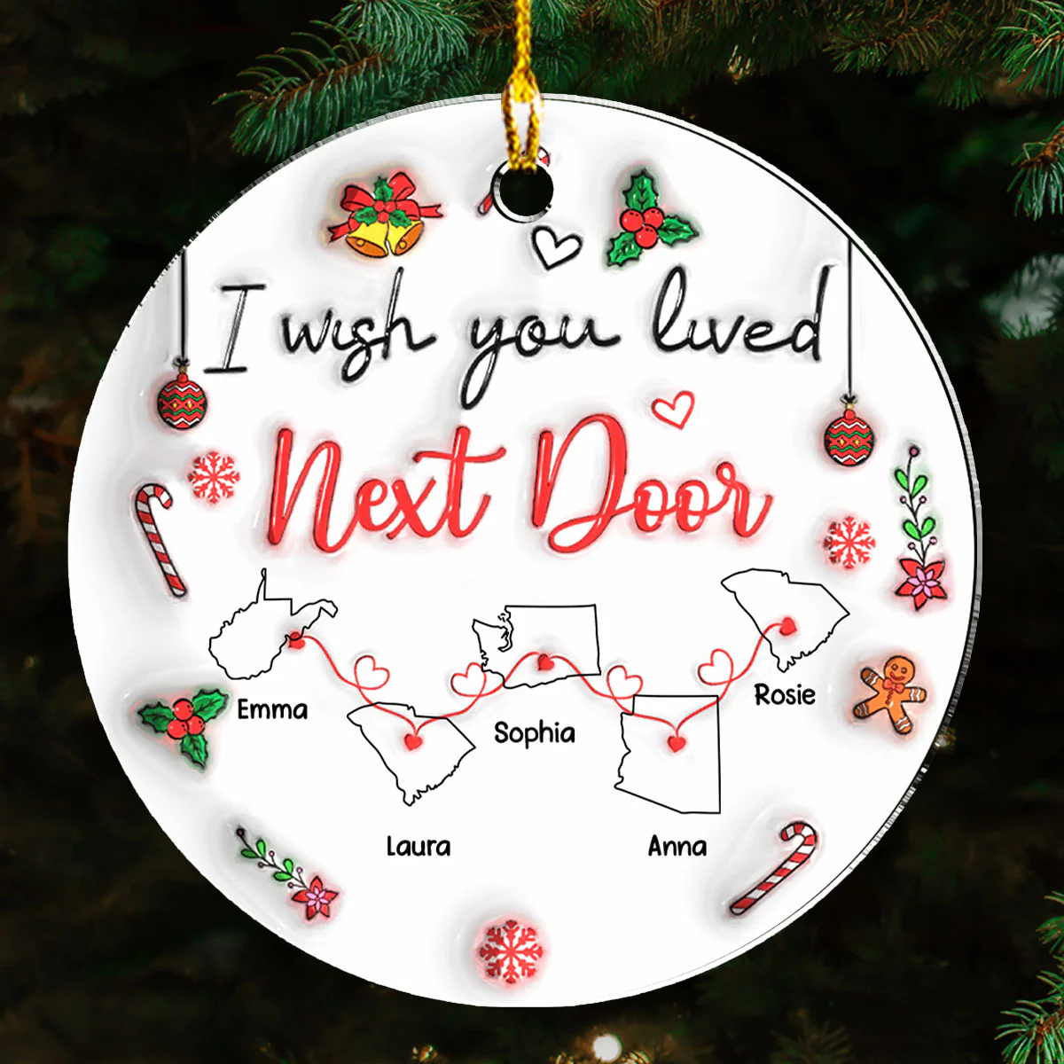 Besties Are Always Close At Heart - Personalized Custom 3D Inflated Effect Acrylic Ornament - Image 4