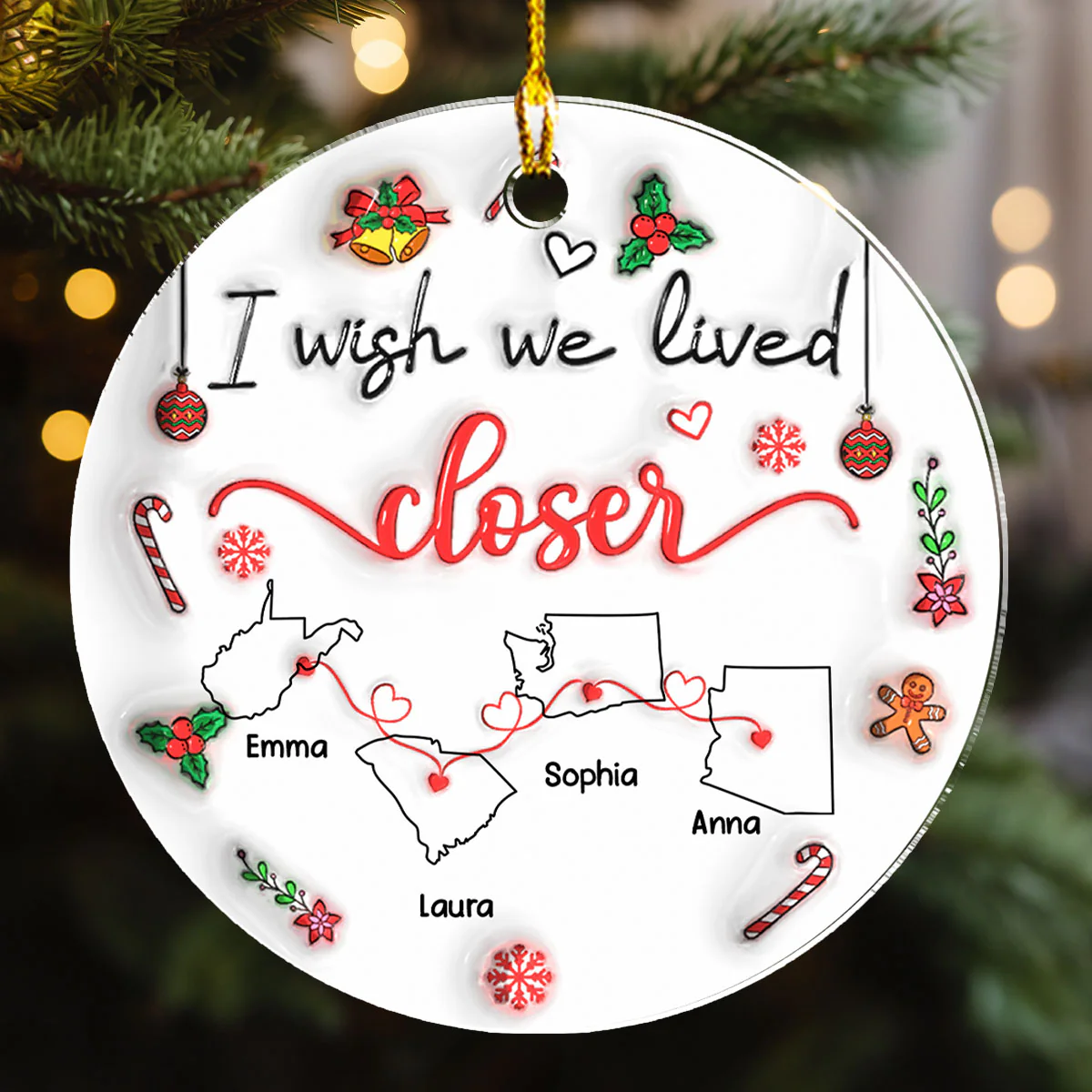 Besties Are Always Close At Heart - Personalized Custom 3D Inflated Effect Acrylic Ornament - Image 8