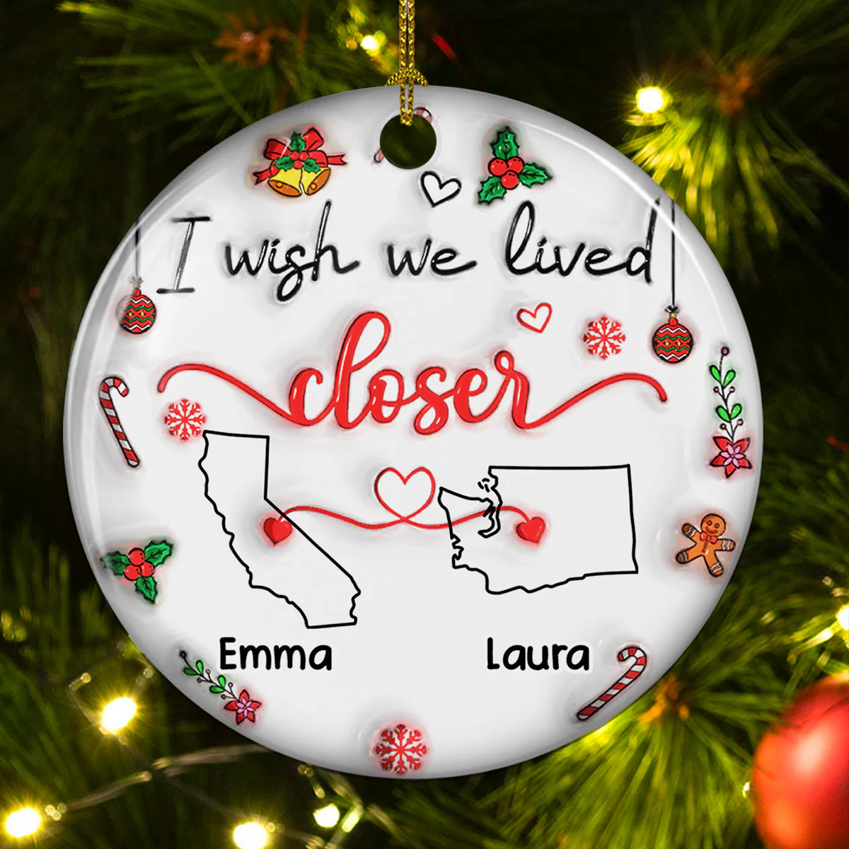 Besties Are Always Close At Heart - Personalized Custom 3D Inflated Effect Ceramic Ornament - Image 3
