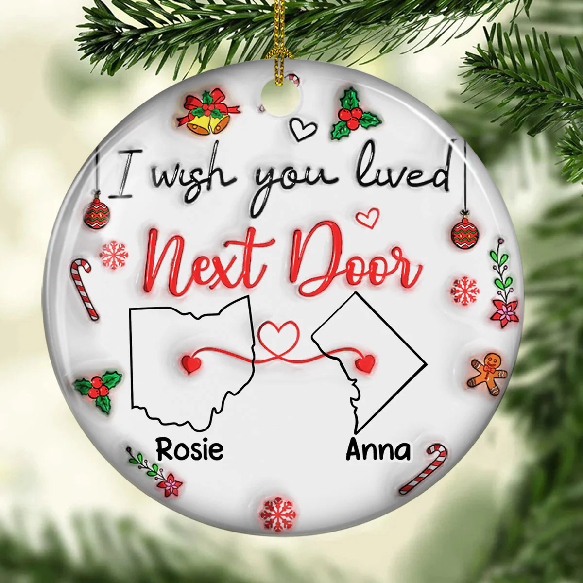 Besties Are Always Close At Heart - Personalized Custom 3D Inflated Effect Ceramic Ornament - Image 4