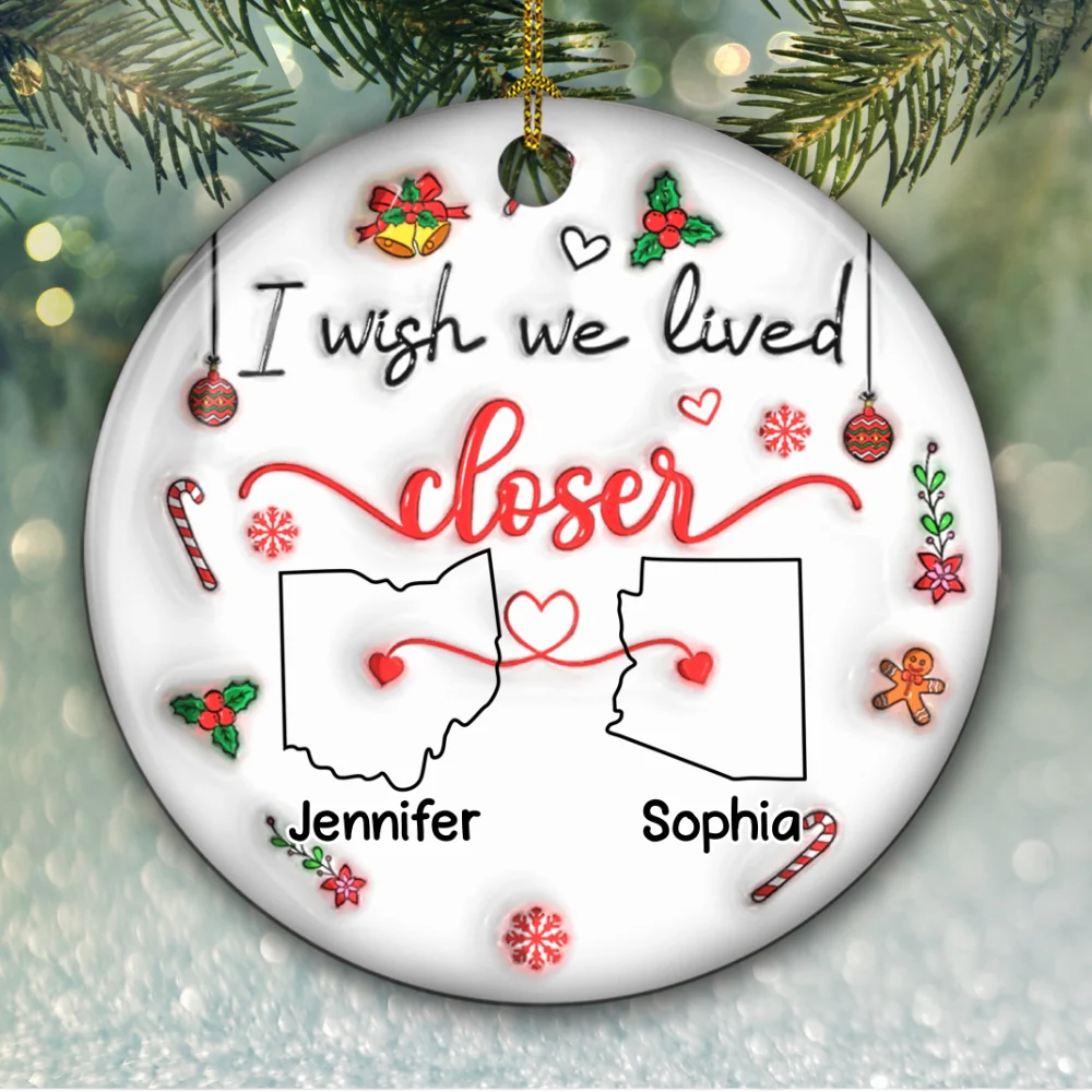 Besties Are Always Close At Heart - Personalized Custom 3D Inflated Effect Ceramic Ornament - Image 5