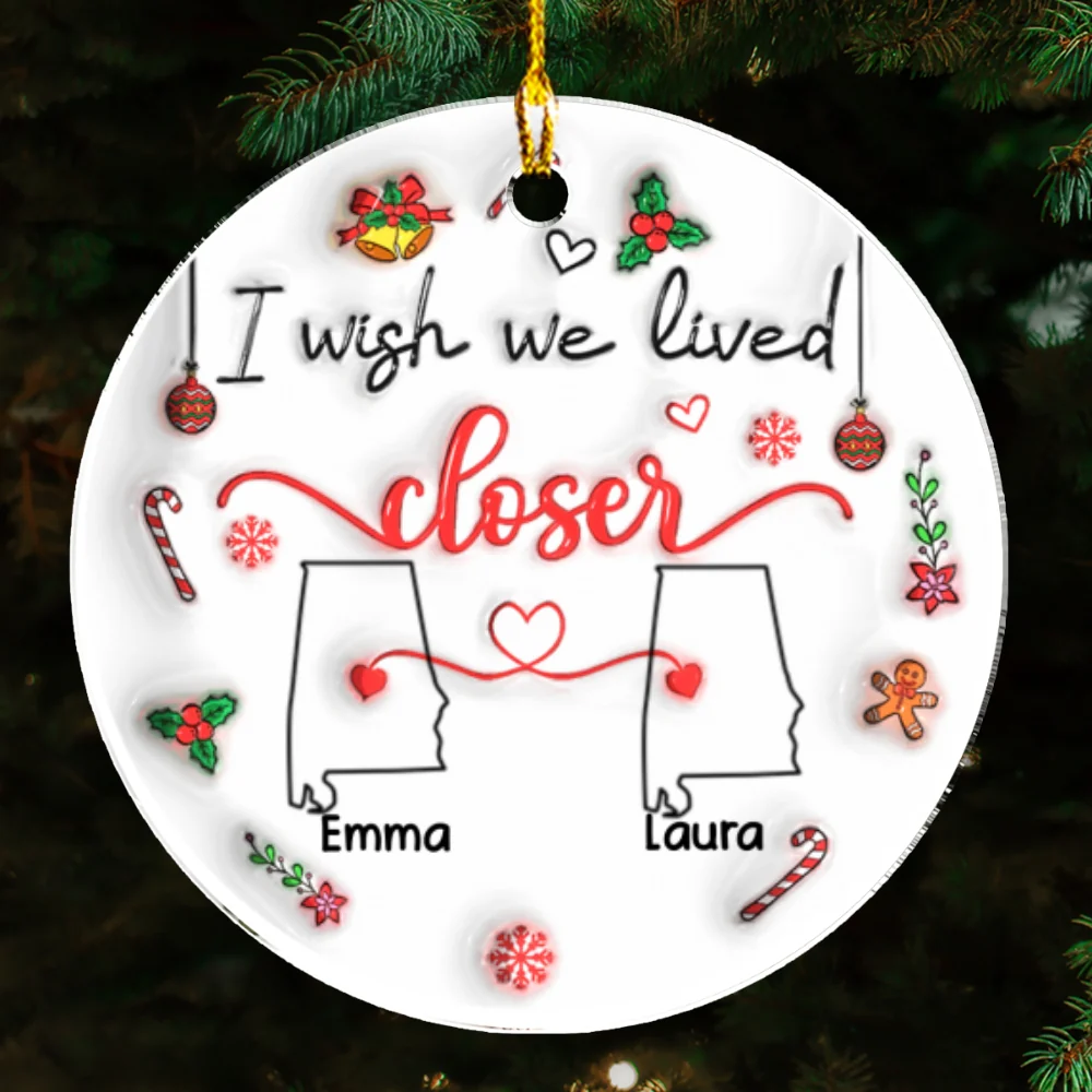 Besties Are Always Close At Heart State And Country Version - Personalized Custom 3D Inflated Effect Acrylic Ornament - Image 5