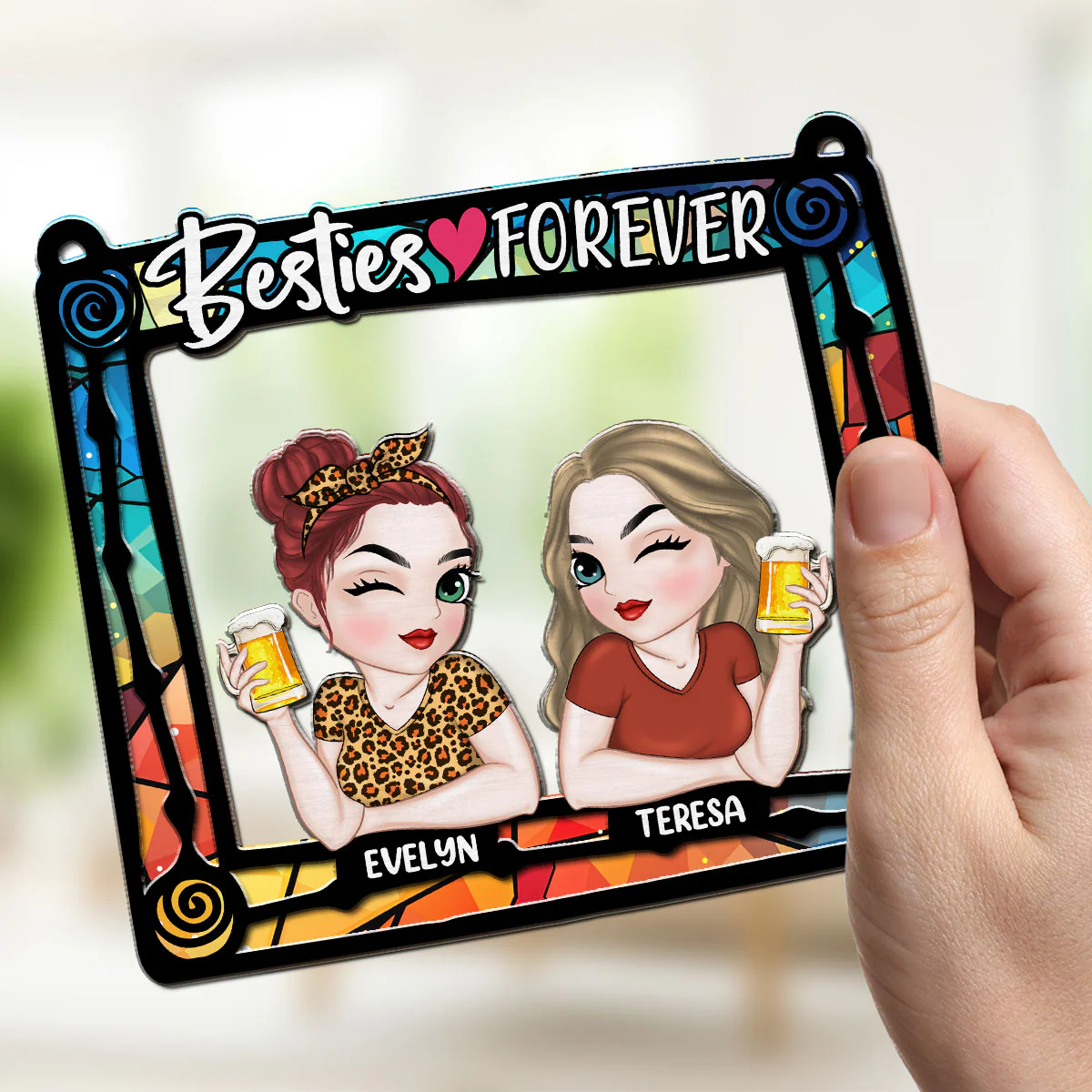Besties Are Forever - Personalized Custom Suncatcher - Image 3