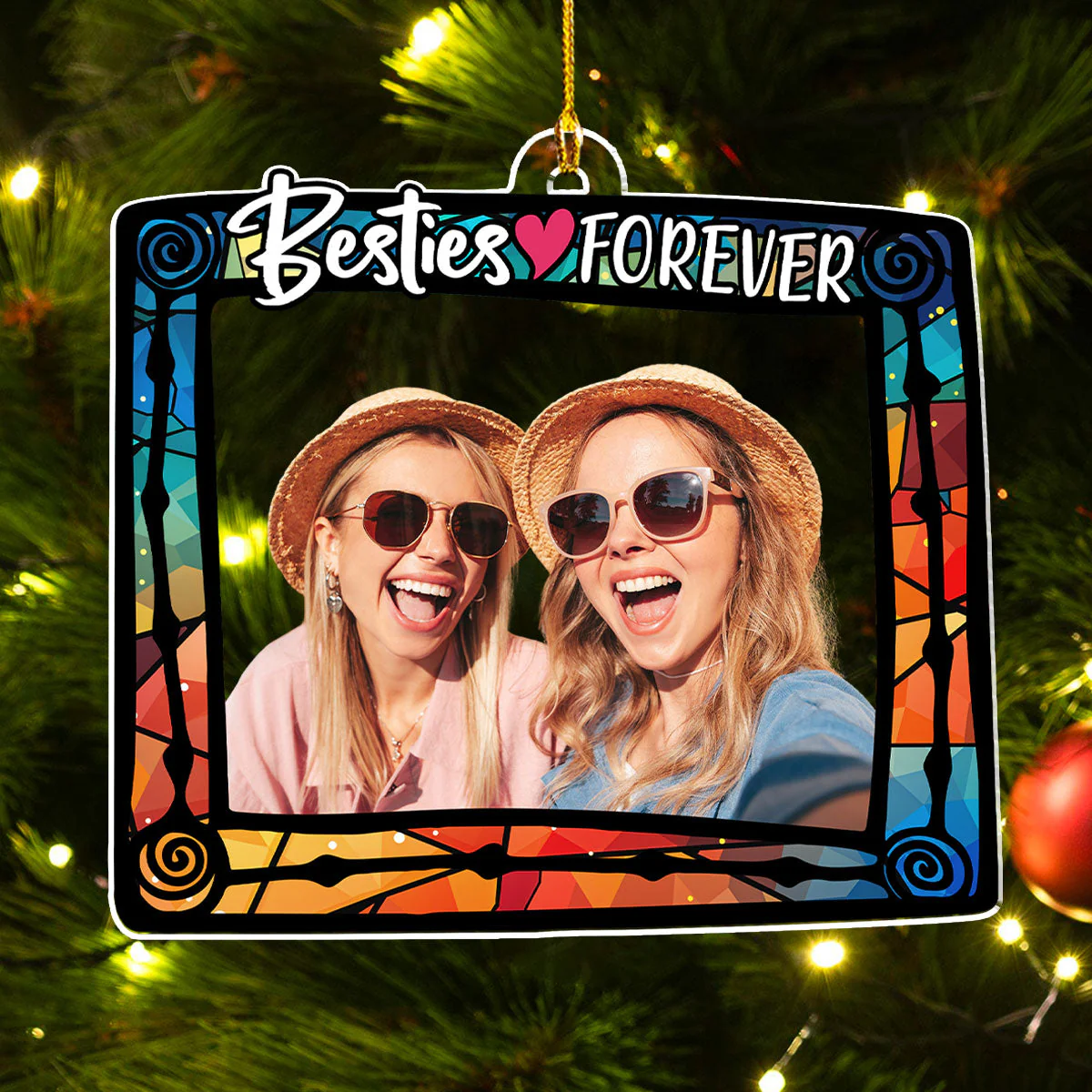 Besties Are Forever Photo - Personalized Custom Acrylic Ornament - Image 2