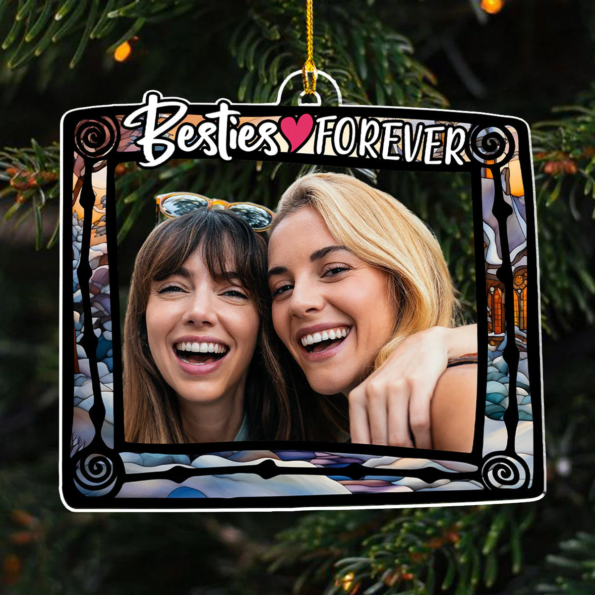Besties Are Forever Photo - Personalized Custom Acrylic Ornament - Image 4