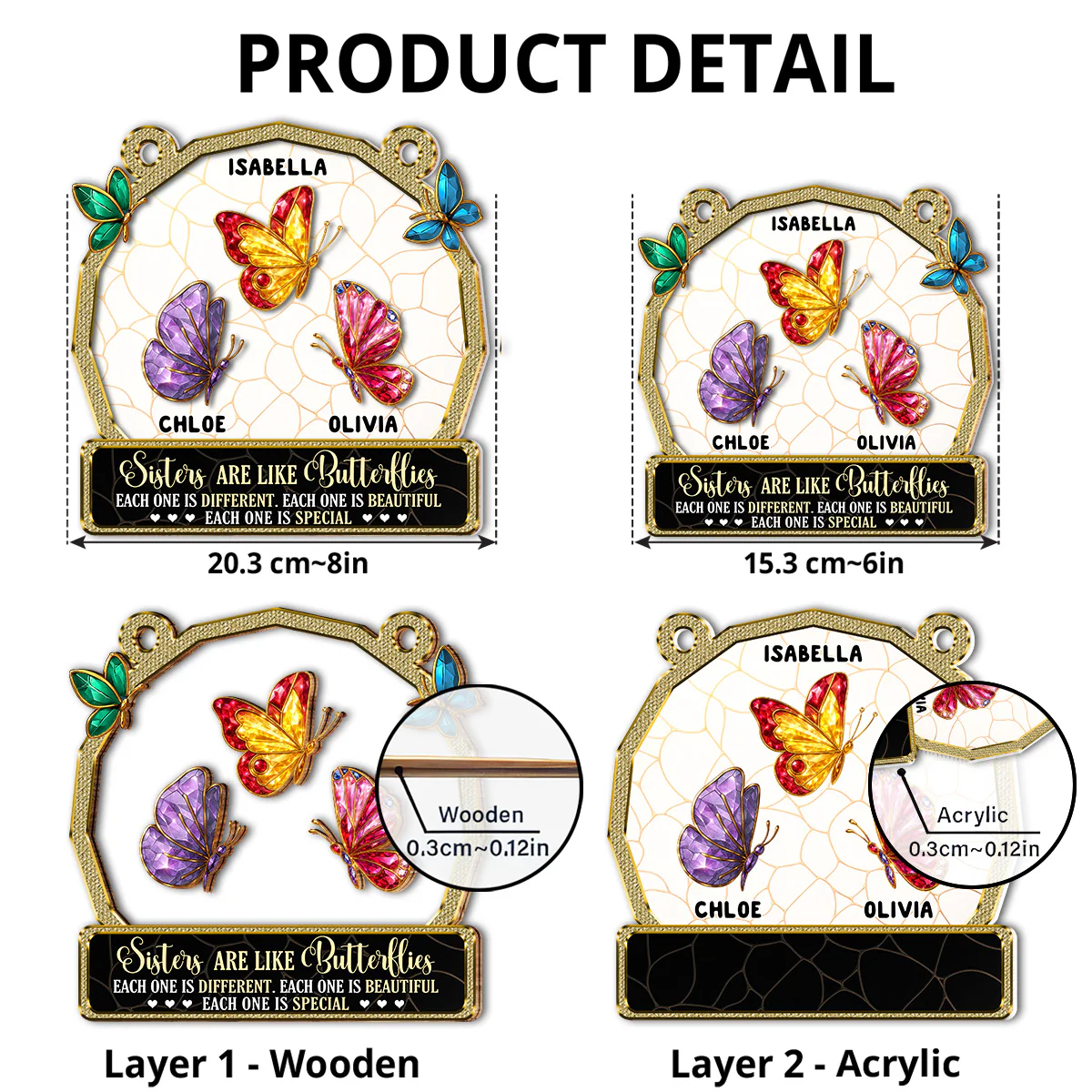 Besties Are Like Butterflies - Personalized Custom Suncatcher - Image 5