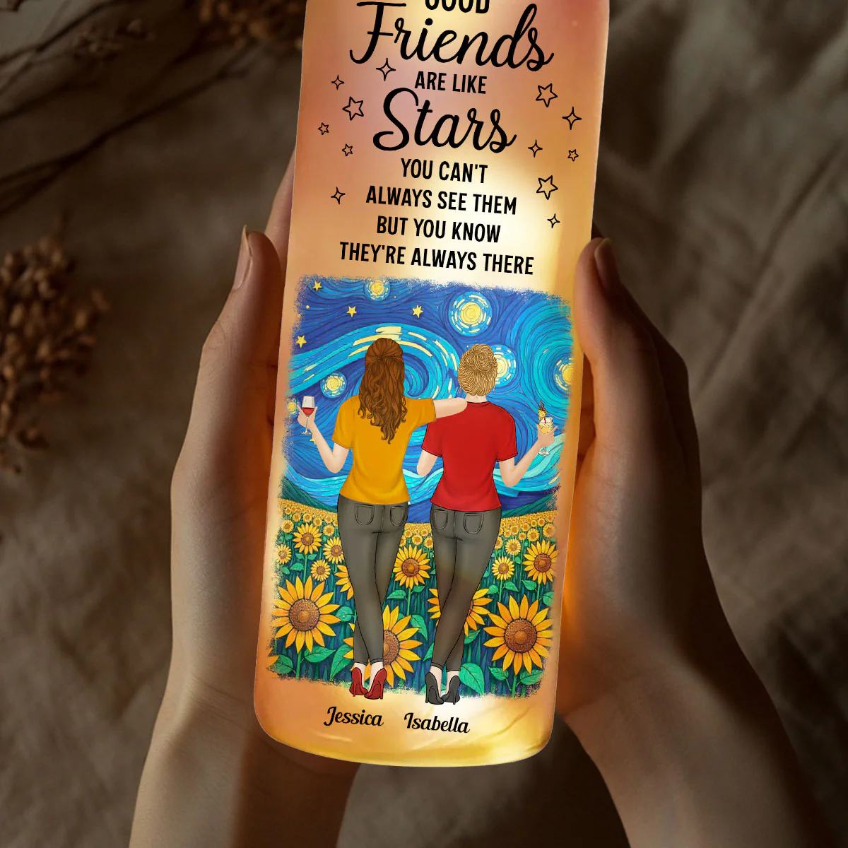 Besties Are Like Star - Personalized Custom Bottle Lamp - Image 2