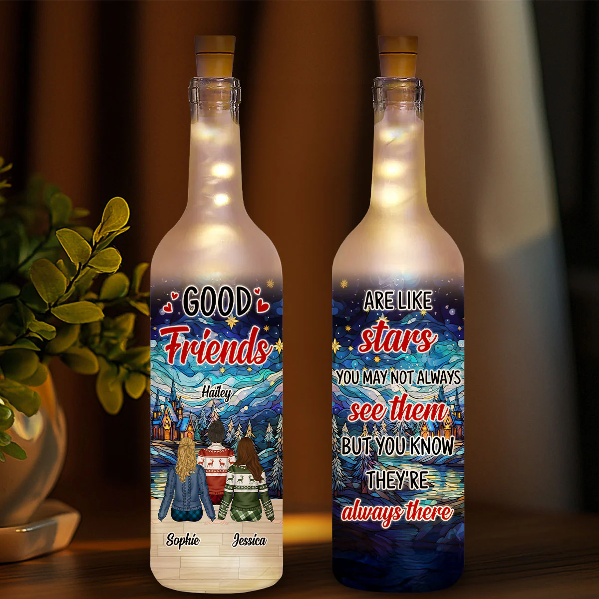 Besties Are Like Stars - Personalized Custom Bottle Lamp