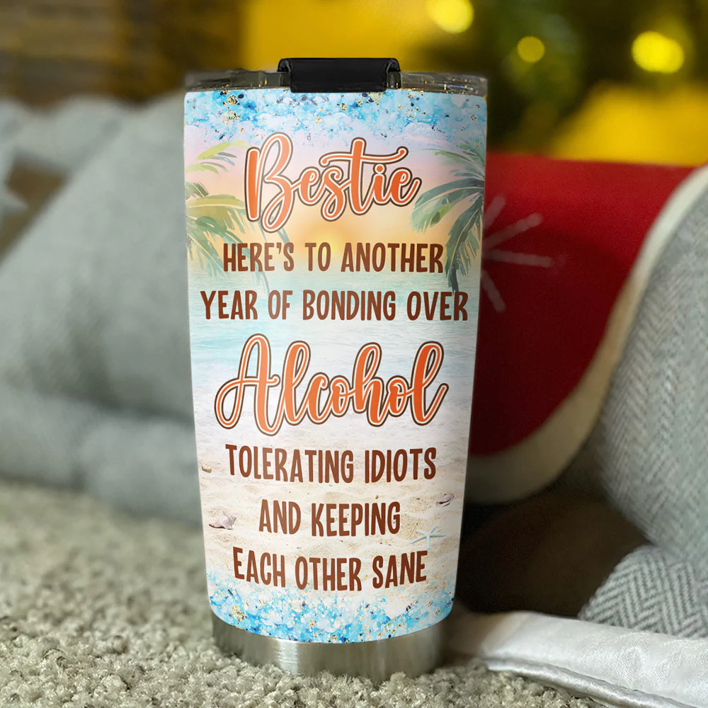 Besties Bonding Over Alcohol - Personalized Custom Tumbler - Image 3