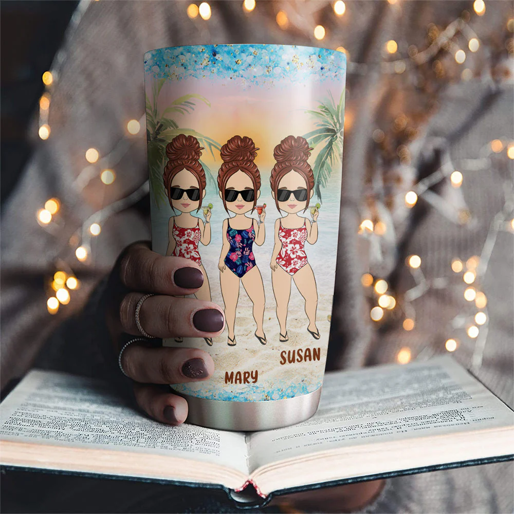 Besties Bonding Over Alcohol - Personalized Custom Tumbler - Image 4
