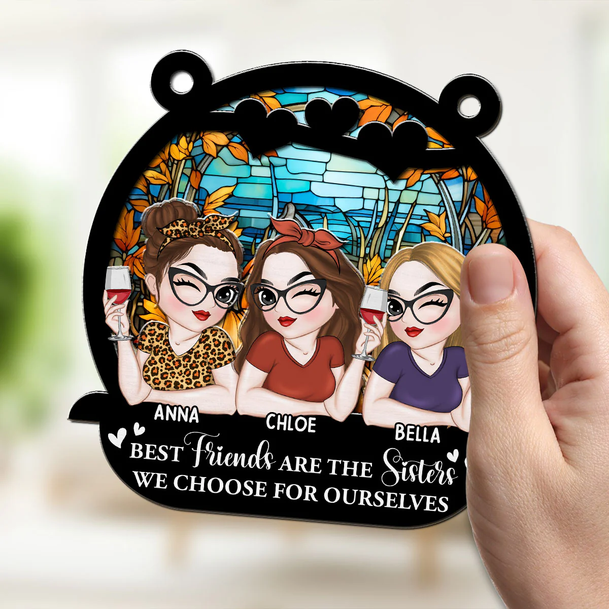Besties Bring The Cheer - Personalized Custom Suncatcher - Image 2